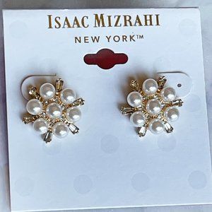 Isaac Mizrahi Small Pearl Clusters w/ Rhinestones, Posts